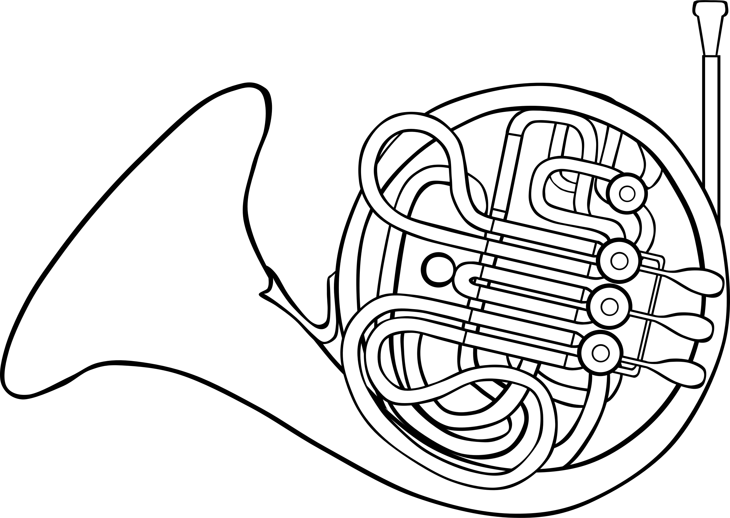 Big Image - French Horn Coloring Page (2400x1704)