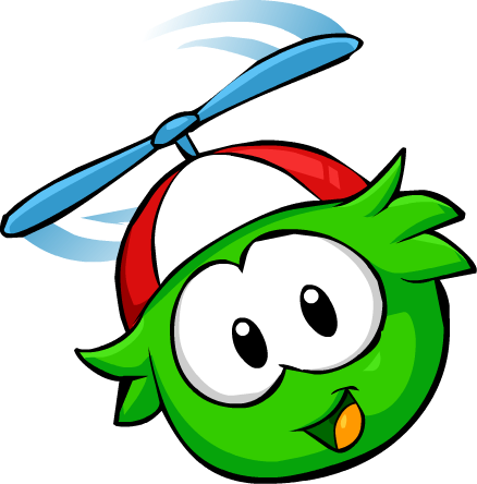 Green Puffleflying2 - Club Penguin Puffles Gif (438x444)
