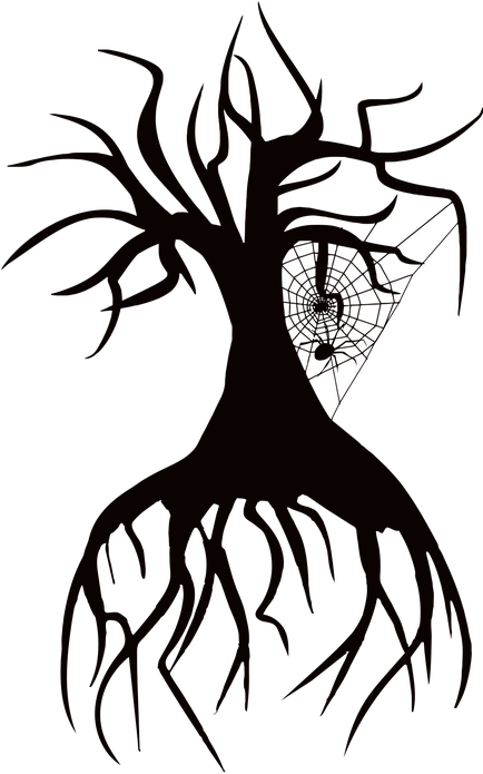 Cartoon Tree Roots 18, - Halloween Spiderweb Clipart (433x720)