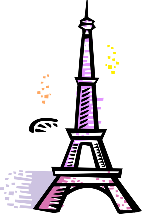 Vector Illustration Of Eiffel Tower On Champ De Mars - Tower (467x700)