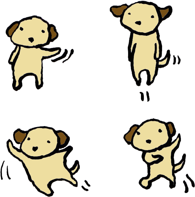 犬（動き）の手書きイラスト - イラスト 無料 犬 (700x700)