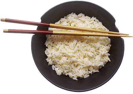 Rice Transparent Background - Bowl Of Rice With Chopsticks (500x333)