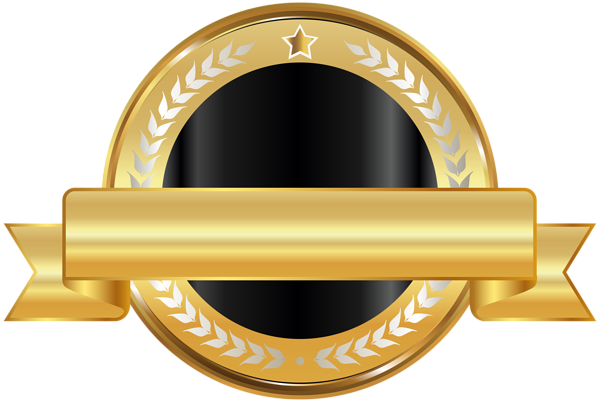 Seal Badge Gold Black Png Clip Art - Portable Network Graphics (600x402)