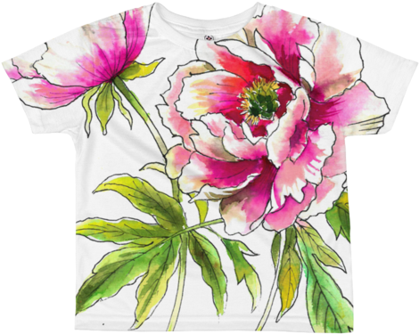 Peony Flowers Kids Sublimation T-shirt - T-shirt (500x500)