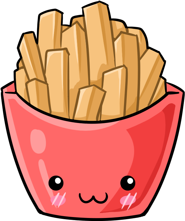 Kawaii Fries Short Sleeve T-shirt - Fast Food Kawaii Png (1024x1024)