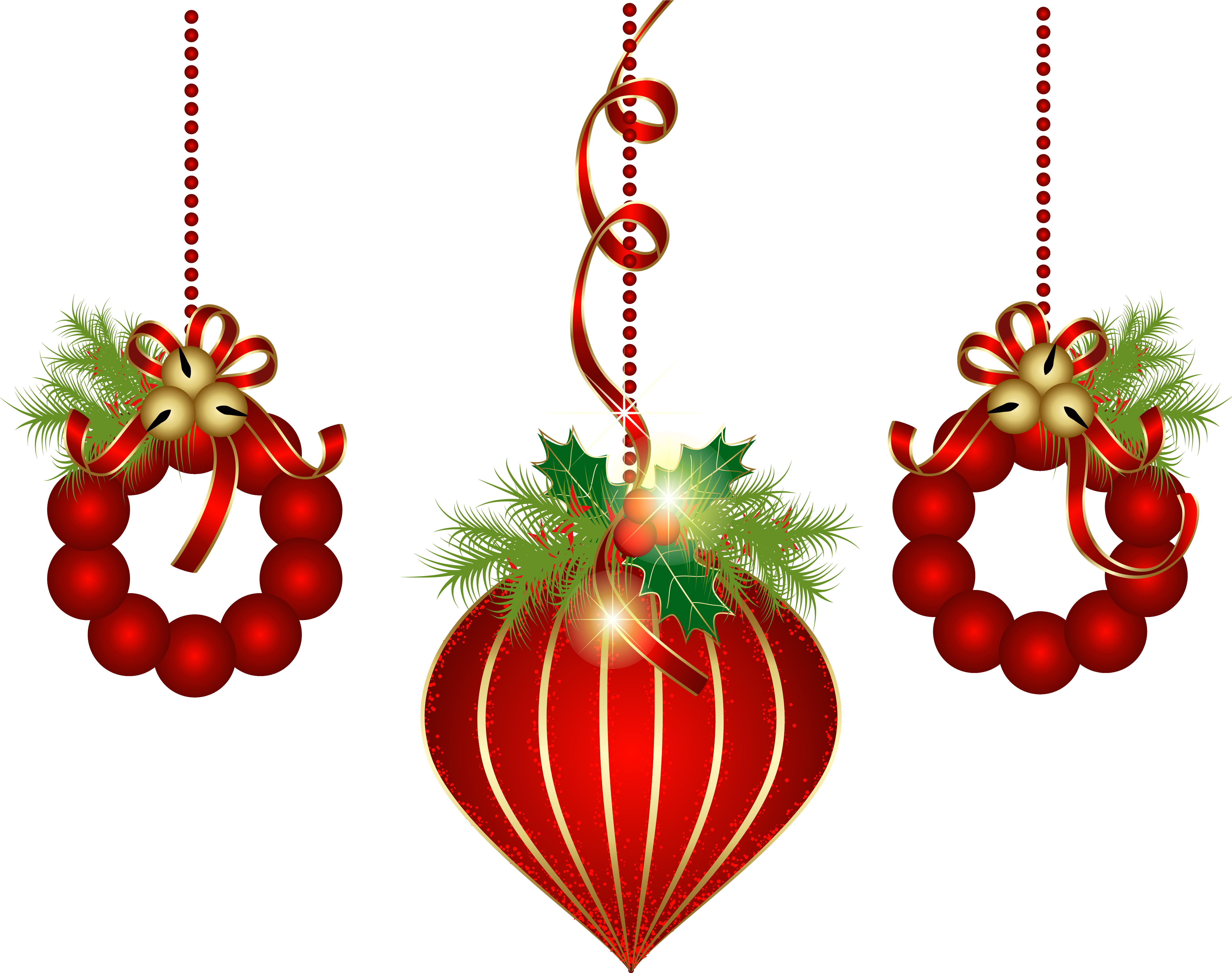 Transparent Red Christmas Ornaments Png Clipart - Transparent Hanging Christmas Ornaments (5511x4363)