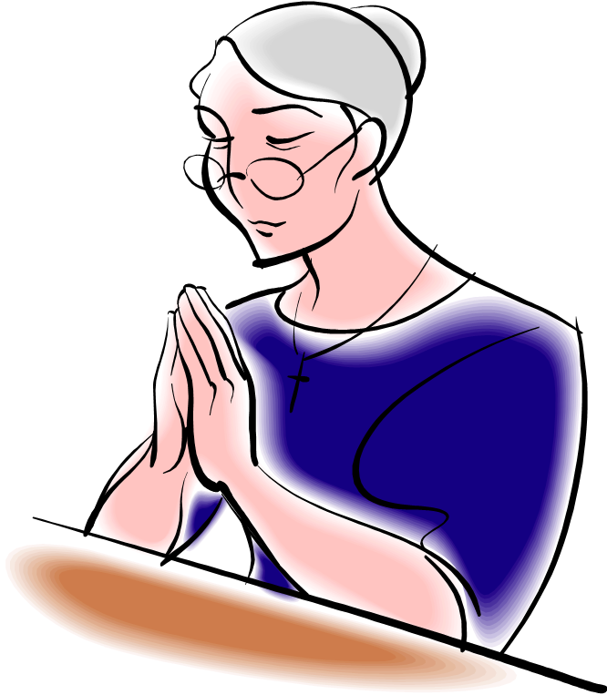 How Older Women Can Serve - Old Woman Praying Clipart (739x788)