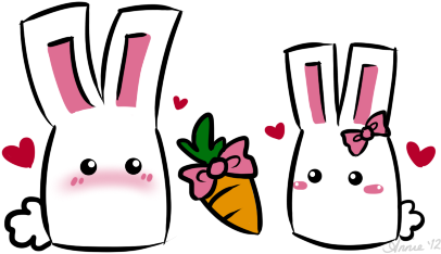 Bunnies On Valentines Day By Kyupi - Valentines Day Bunny Drawings (455x268)