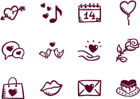 Valentine's Day Icons 40 Hand-drawn Love & Romance - Hand Drawn Love Icon (520x372)