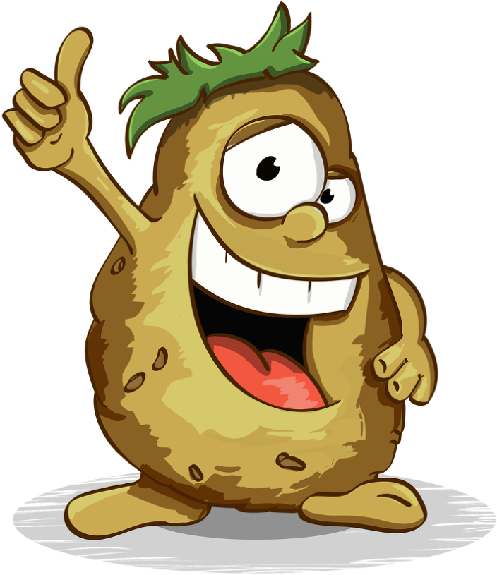 Potatoes, Smile, Thumbs Up, Character, Cartoon - Health Funny 2d Chartor Graphics (764x842)