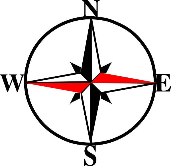 Compass East West Bold 2 Clip Art - Bold Compass (600x581)