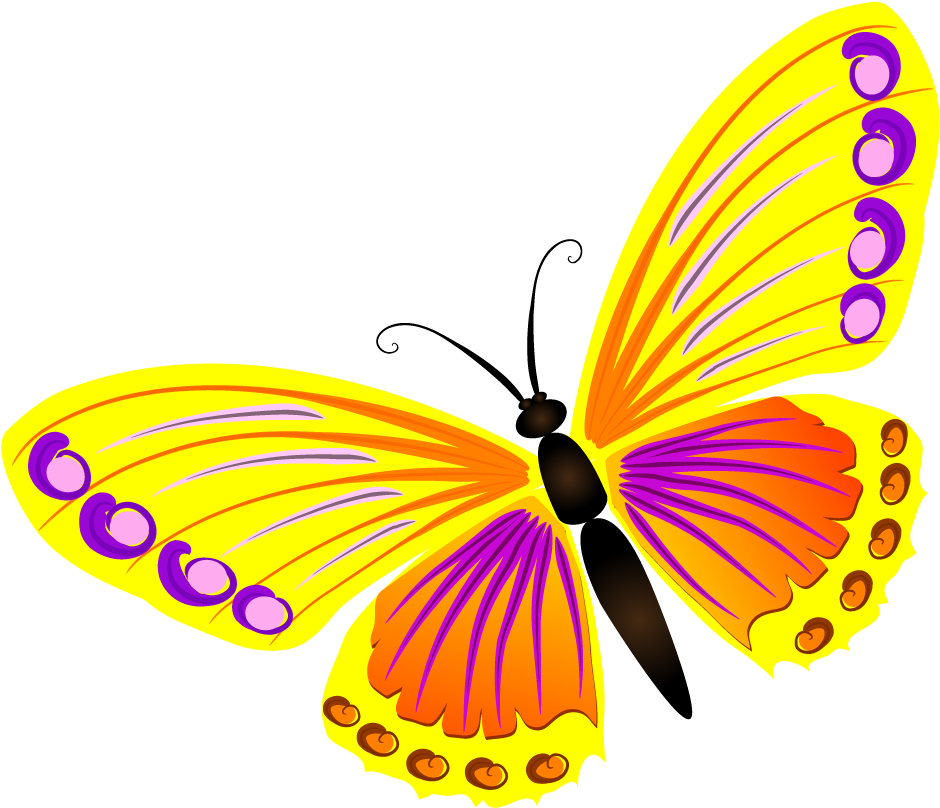 Medal - Schloss - Schmetterling2 - Schmetterling3 - Png Butterfly Yellow Purple (1000x1000)