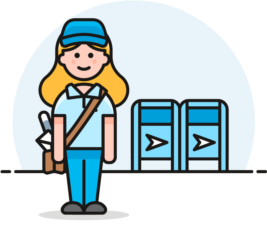 20 Postman Mailbox Female Caucasian - Cartoon (1025x1148)