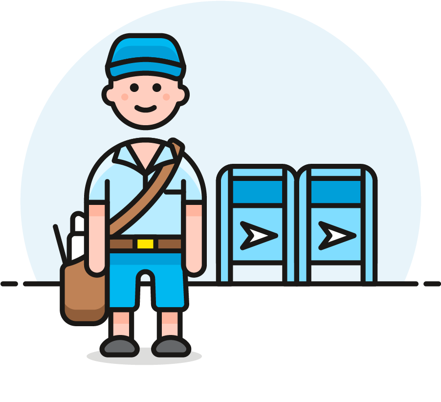 19 Postman Mailbox Male Caucasian - Cartoon (1025x1148)