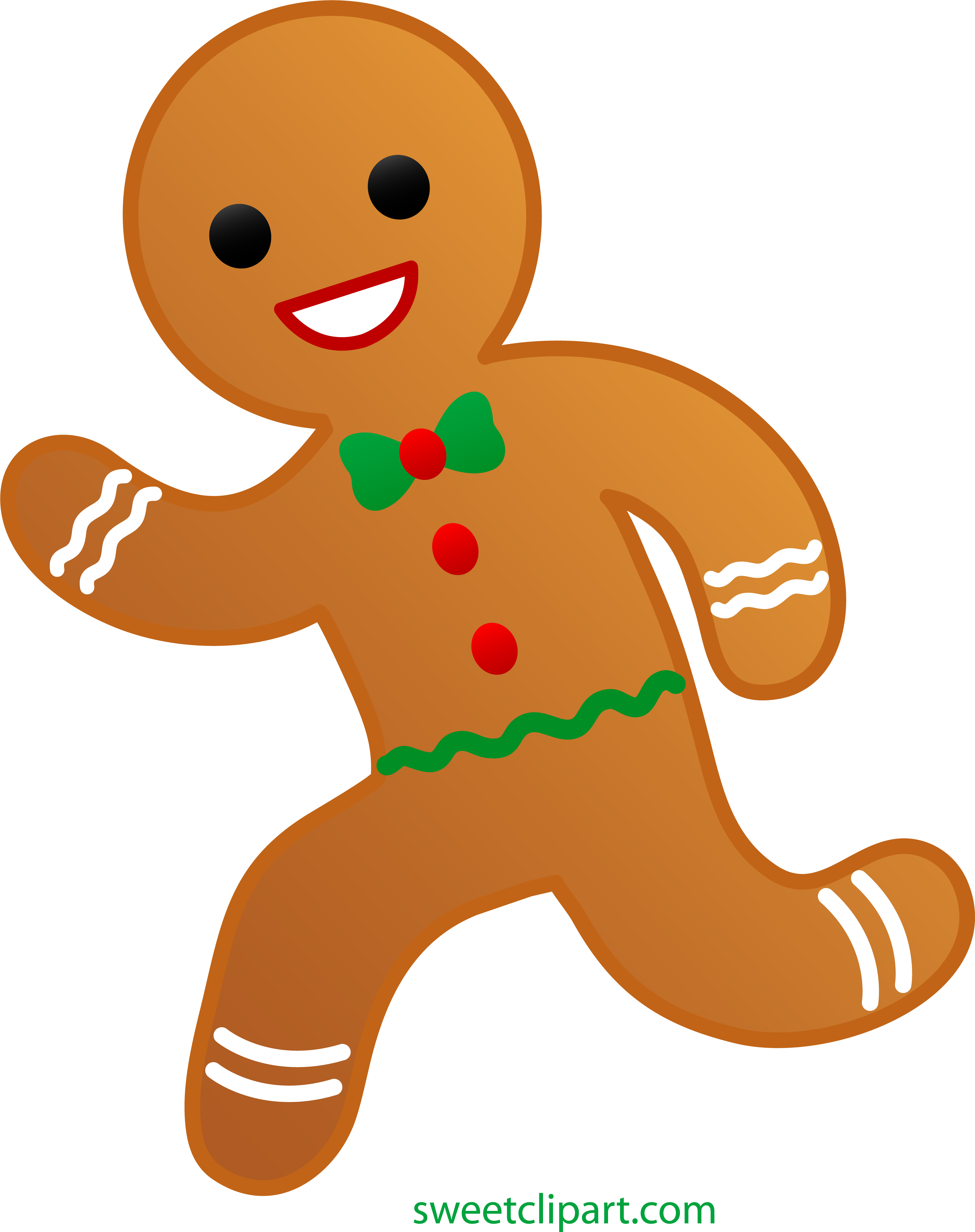 Gingerbread Clip Art - Gingerbread Man Running Away (4740x5991)