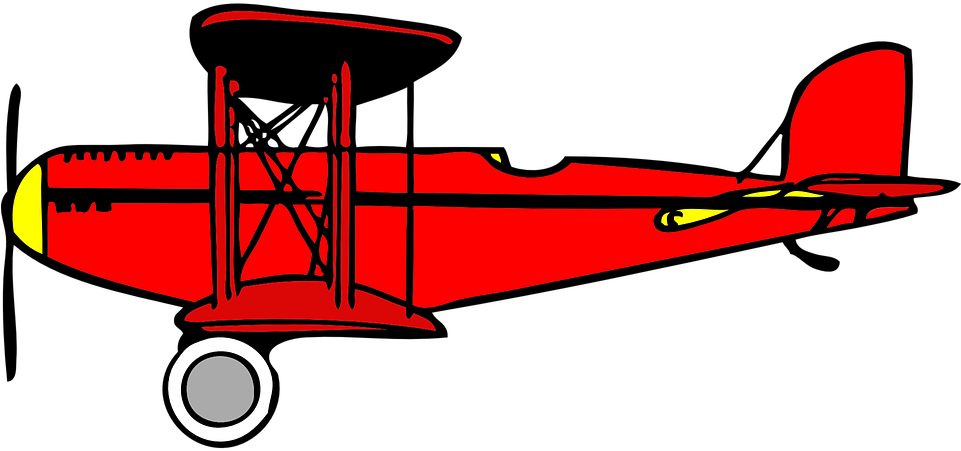 Doppeldecker, Rot, Flügel, Luftfahrt - Biplane Clipart (960x480)