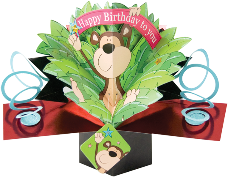 Birthday Monkey Pop-up Greeting Card (800x800)