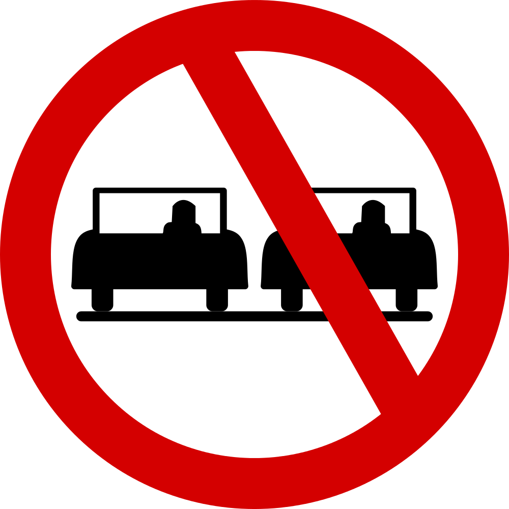 Ireland Road Sign Rus - No Overtaking Road Sign (1000x1000)