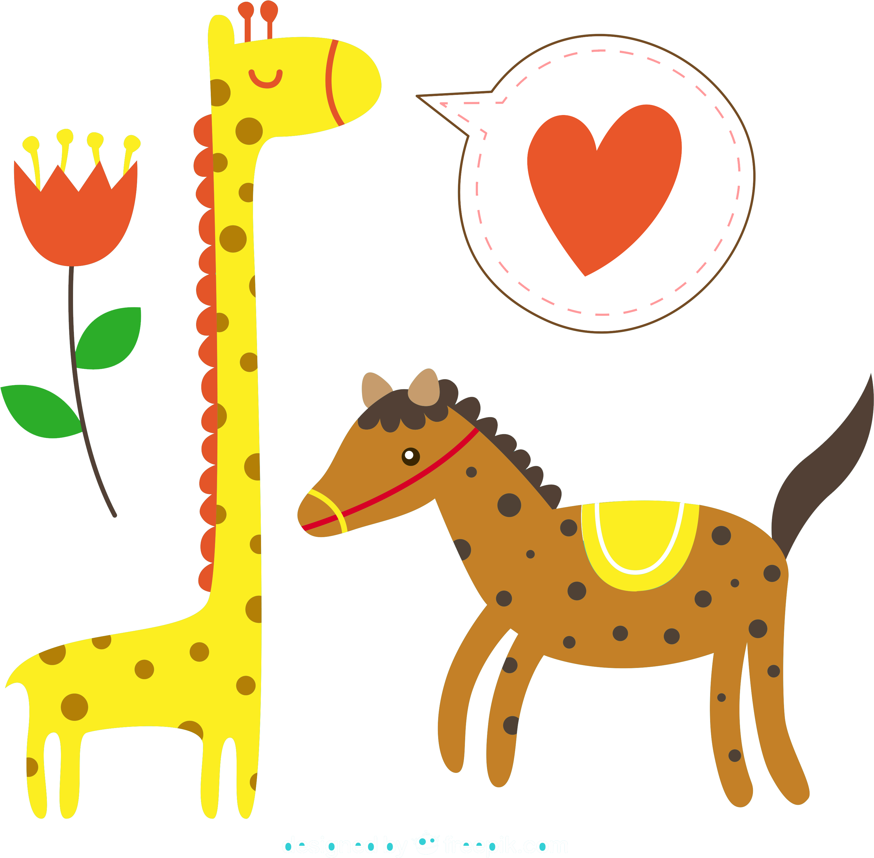 Giraffe Horse Clip Art - Giraffe And Horse Cartoon (3333x3333)