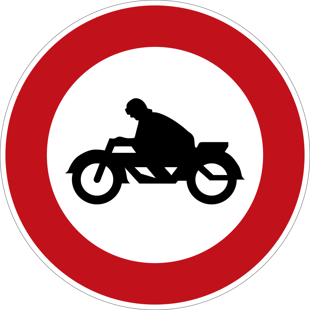 Verbot Für Krafträder, Auch Mit Beiwagen, Kleinkrafträder - Señal Velocidad Maxima 40 (1024x1024)