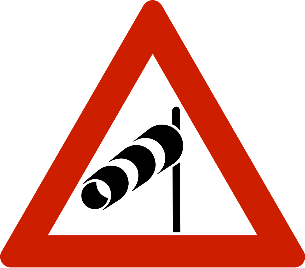 Norwegian Road Sign - Пътен Знак А1 (1167x1024)