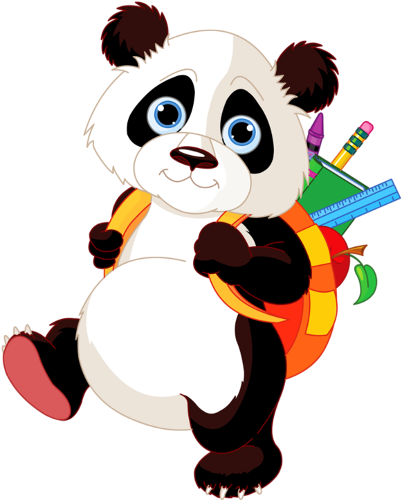 Color Drawing To Print - Panda Going To School (600x743)