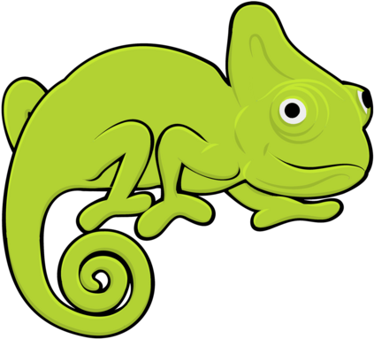 Good Lizard Media - Cartoon Chameleon (500x453)