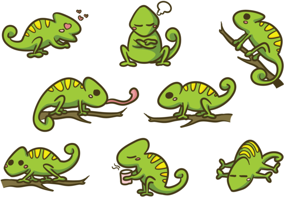 Chameleon Cartoon Vector - Chameleon Cartoon (669x490)