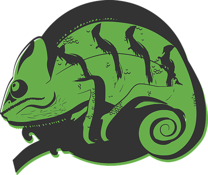 Illustration Chameleon Green Nature Print - Chameleon Head Png (406x340)