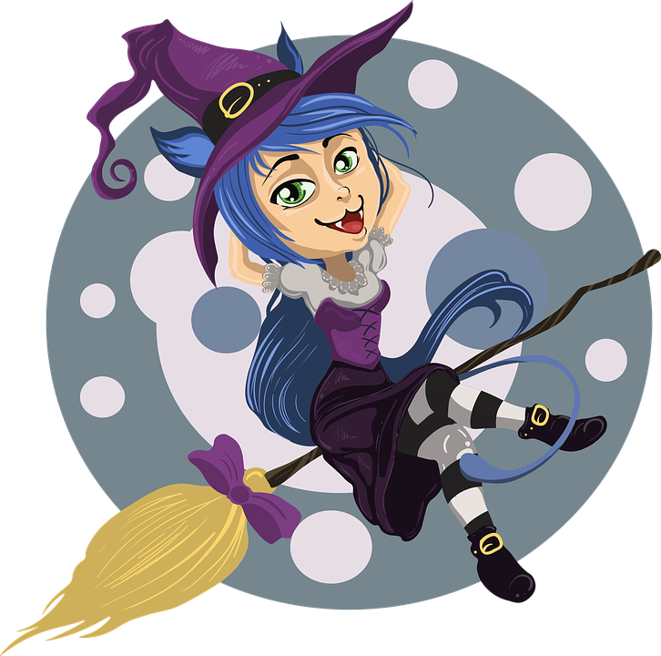 Free Witches Broom Clipart - Halloween Witch Round Ornament (726x720)