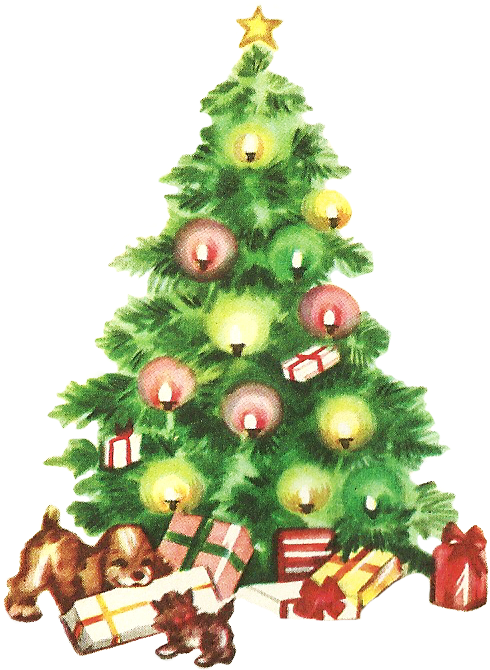 Art Christmas Tree - Vintage Christmas Tree Clip Art (720x700)