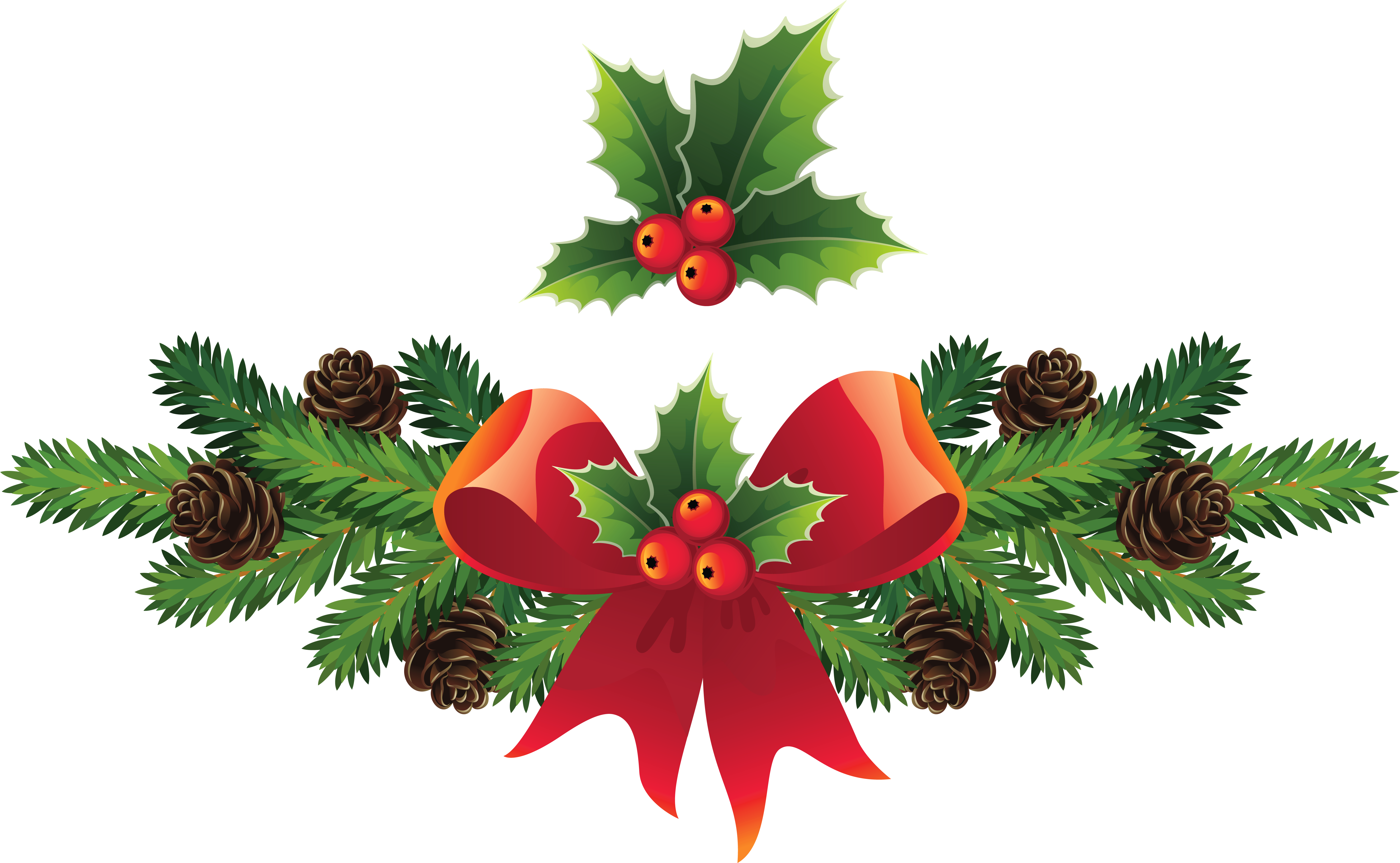Branch Clipart Christmas - Merry Christmas Berries & Holly Throw Blanket (5895x3697)