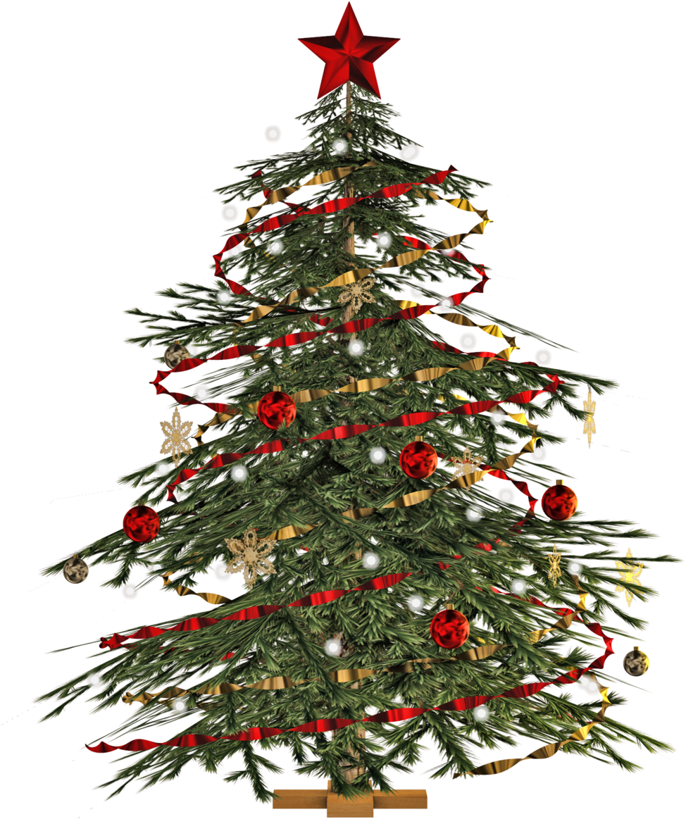 Large Transparent Decorated Christmas Tree Png Clipart - Christmas Tree Images Png (1024x1223)