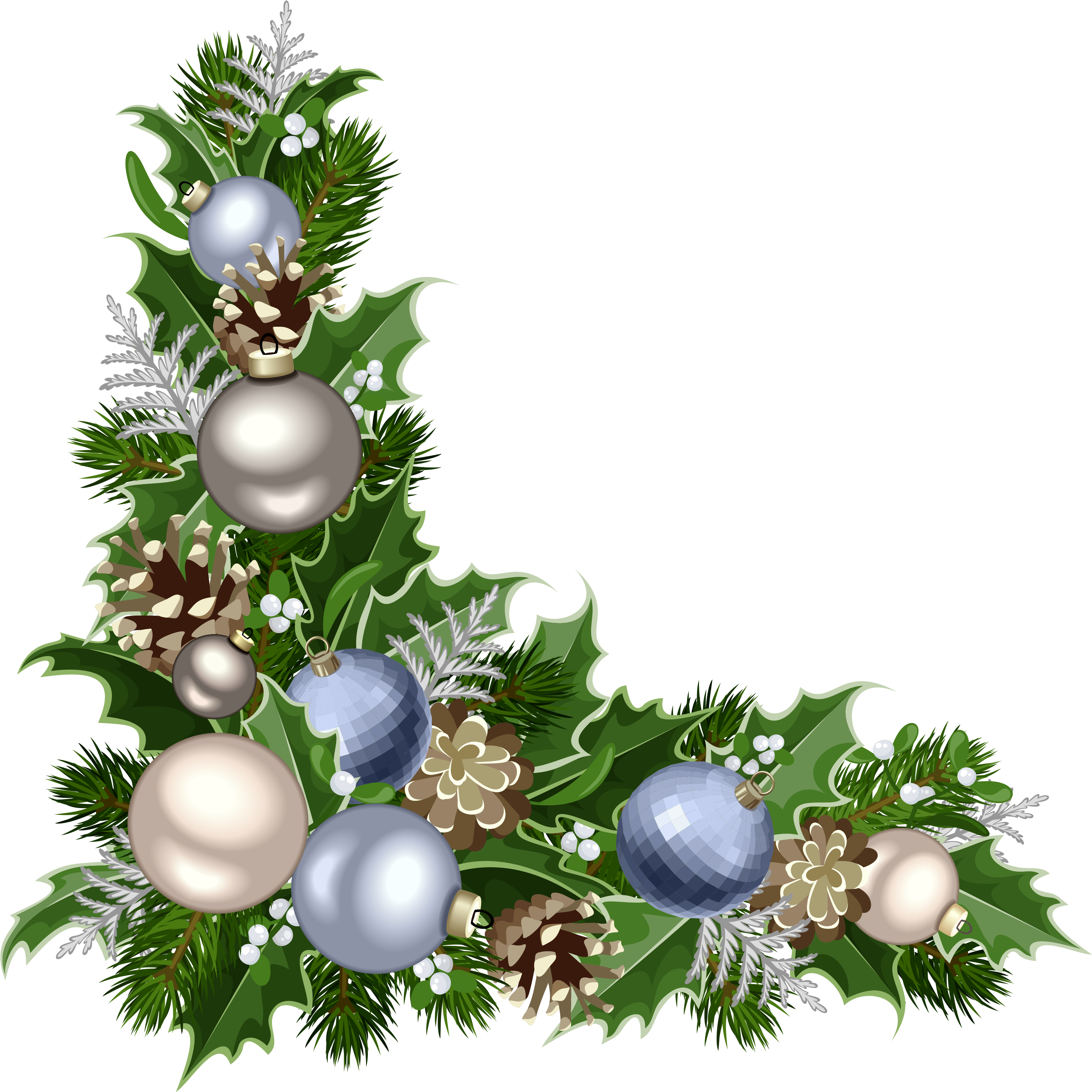 Christmas Ornaments Clipart Corner Border - Christmas Ornaments Clipart Corner Border (3096x3054)