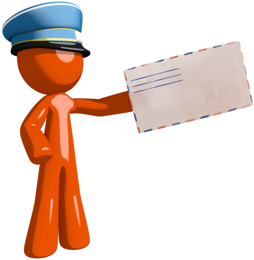 Orange Man Postal Mail Worker Presenting Envelope - Mail (550x550)