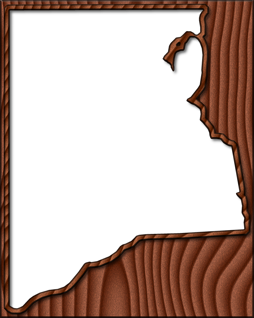 A Map Of Clay With The Map Area Carved From A Dark - Wood Borders Png (817x1024)