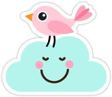Ideal Baby Fox Clipart Cute Pink Bird On Happy Cloud - Cute Cloud Png (375x360)