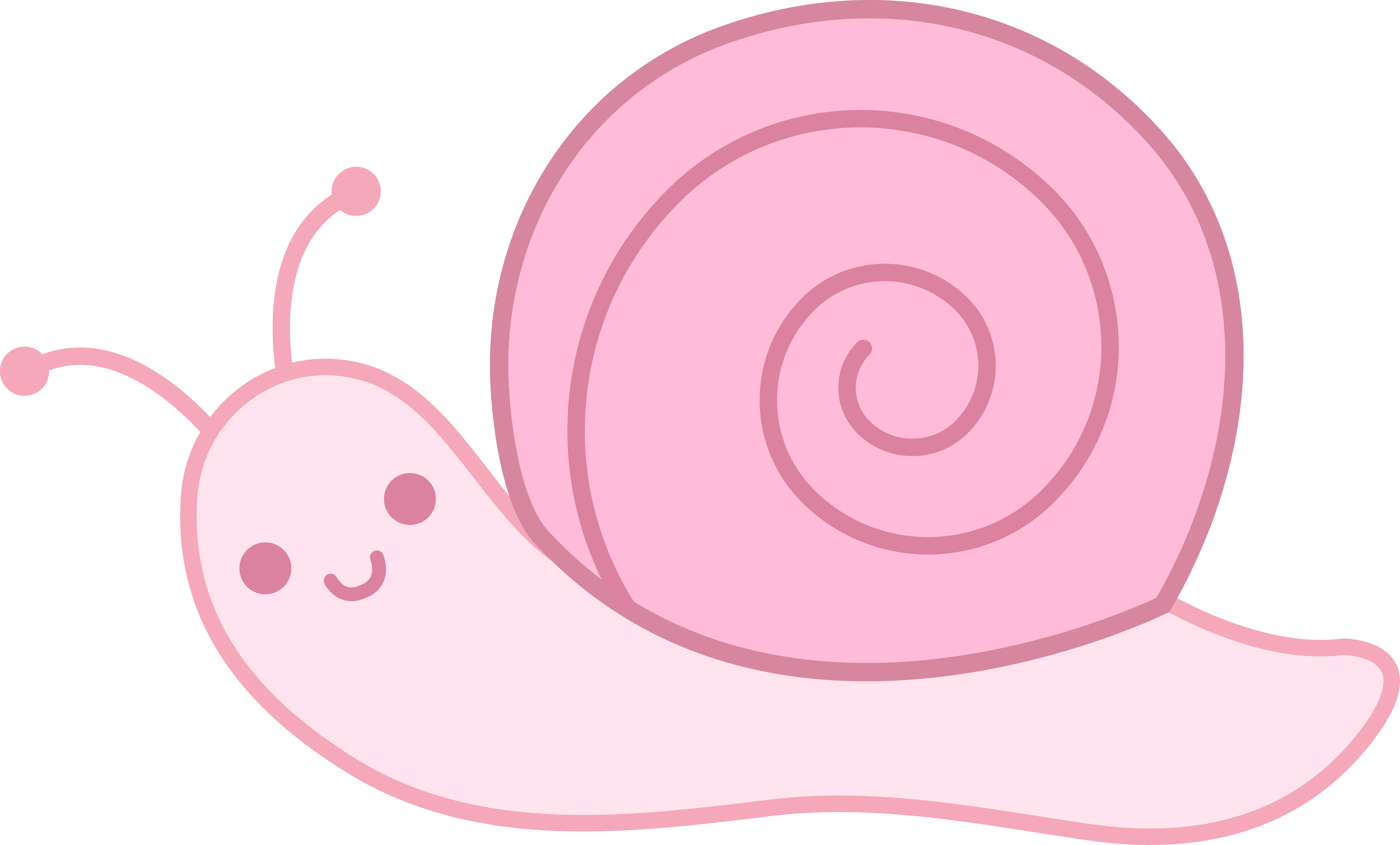 Cute Pink Snail - Png Cartoon Background Black (6362x3840)