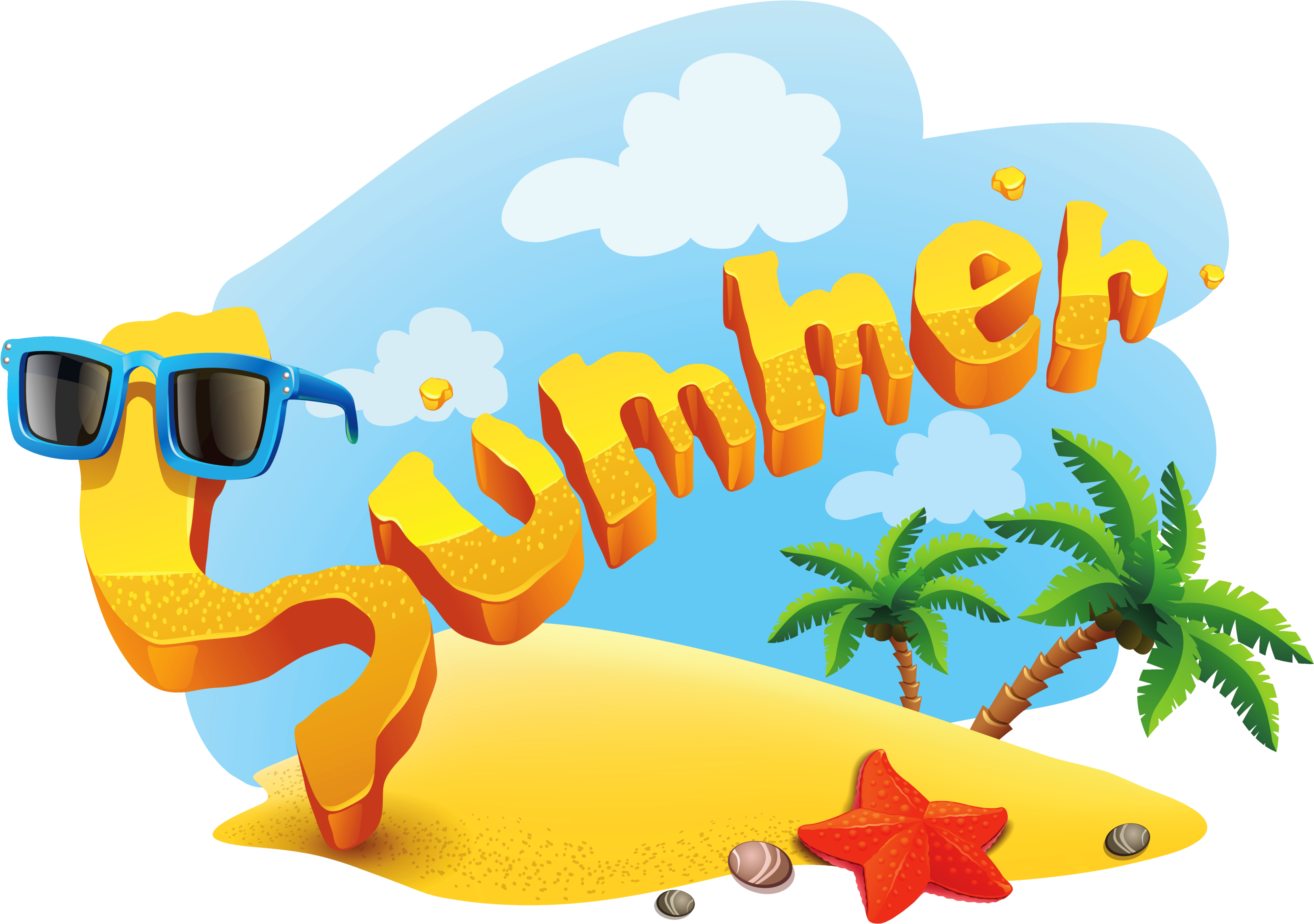 Clip Art Of Summer Design Medium Size - Summer Clipart (5862x4326)