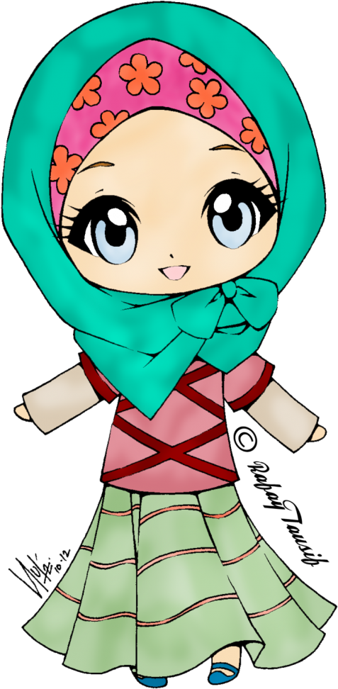 Cute Muslimah - Muslim Girl Clipart Cute (585x1039)
