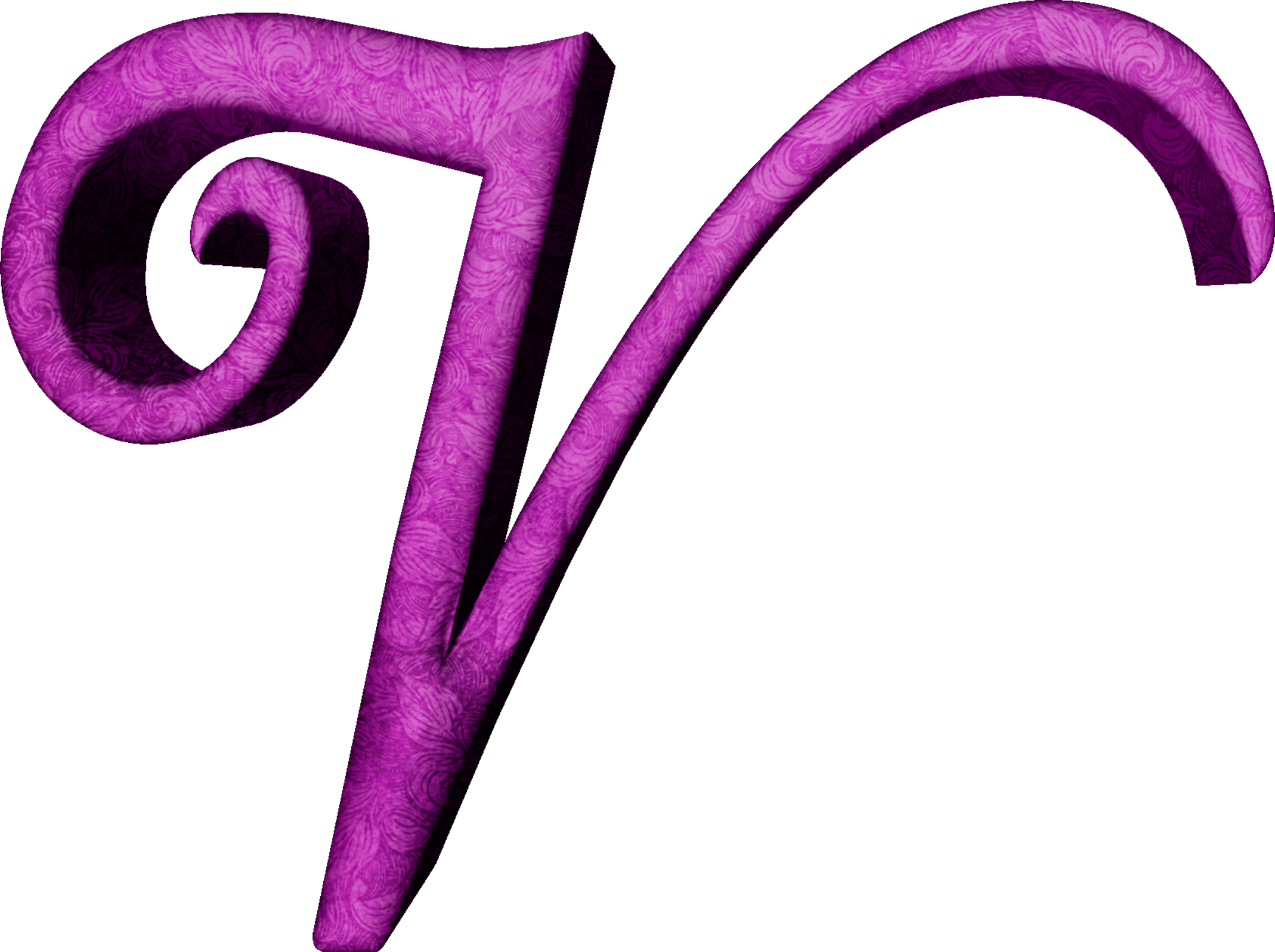 Alfabeto Estampado De Hojas En Fucsiav - Cursive V Purple (2138x1597)