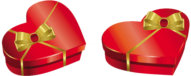 Hediye Kutuları, Kalpli Hediyeli Kutuları, Heart Gift - Vector Graphics (670x276)