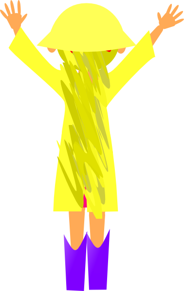 Girl In Rainwear Clipart (378x596)