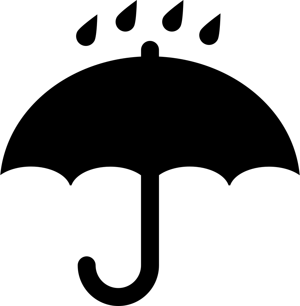 Black Opened Umbrella Symbol With Rain Drops Falling - Keep Dry Icon Vector (962x980)