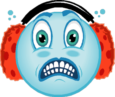 Freezing Smiley Clip Art - Emoji With Ear Muffs (400x335)