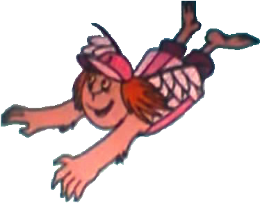 One Flying Of Seven Little Monsters - Cartoon (389x317)