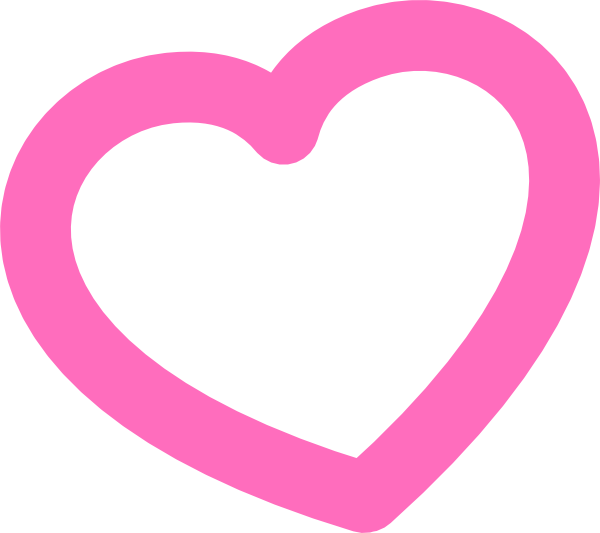 Red Outline Heart 7degree Left Clip Art - Pink Heart Icon Outline (600x533)