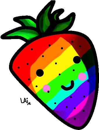 Rainbow Strawberry By Laura-icons - Pixel Art (530x470)