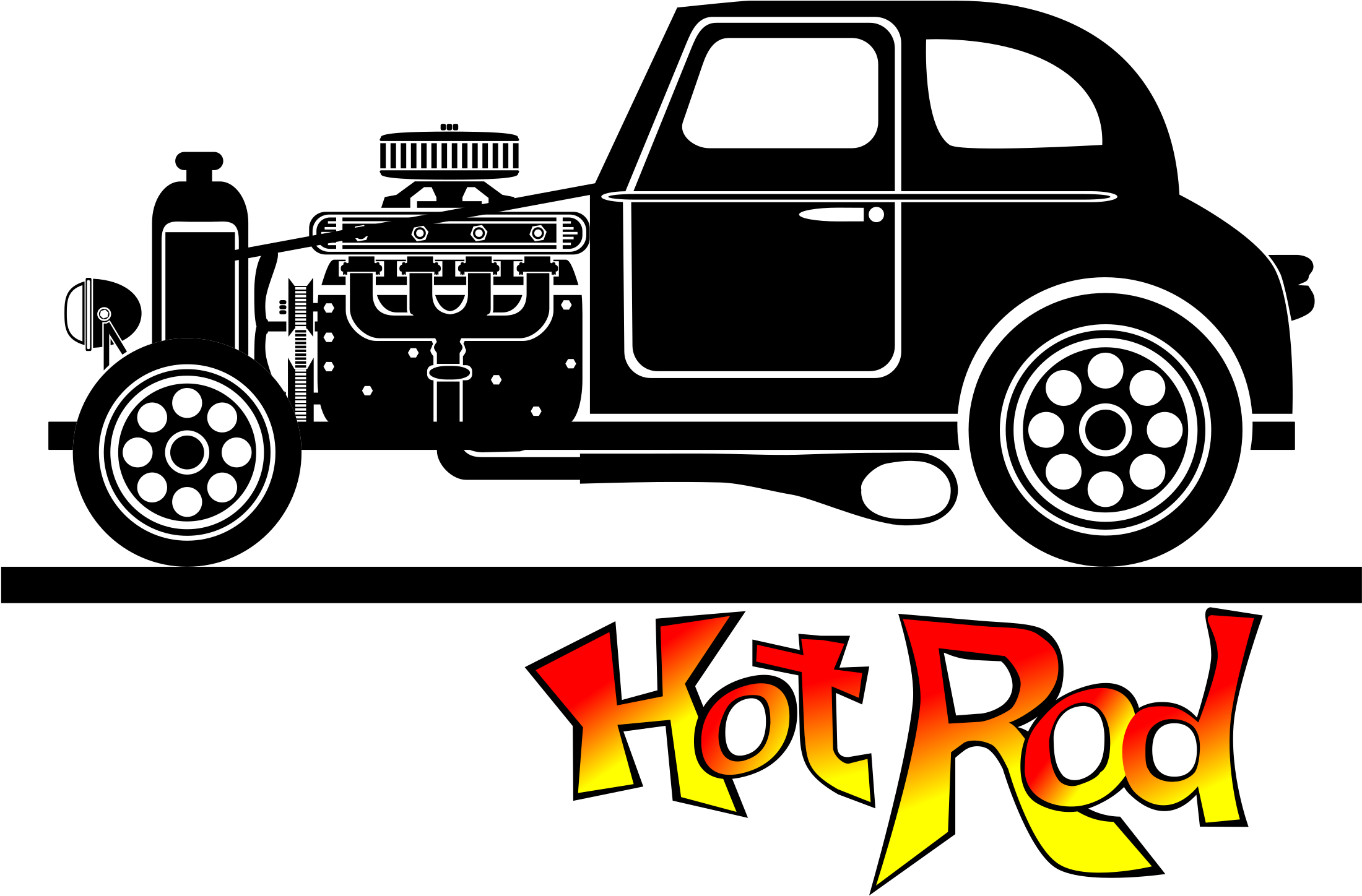 Classic Car Clipart Hot Rod - Hotrod Clip Art (2400x1697)