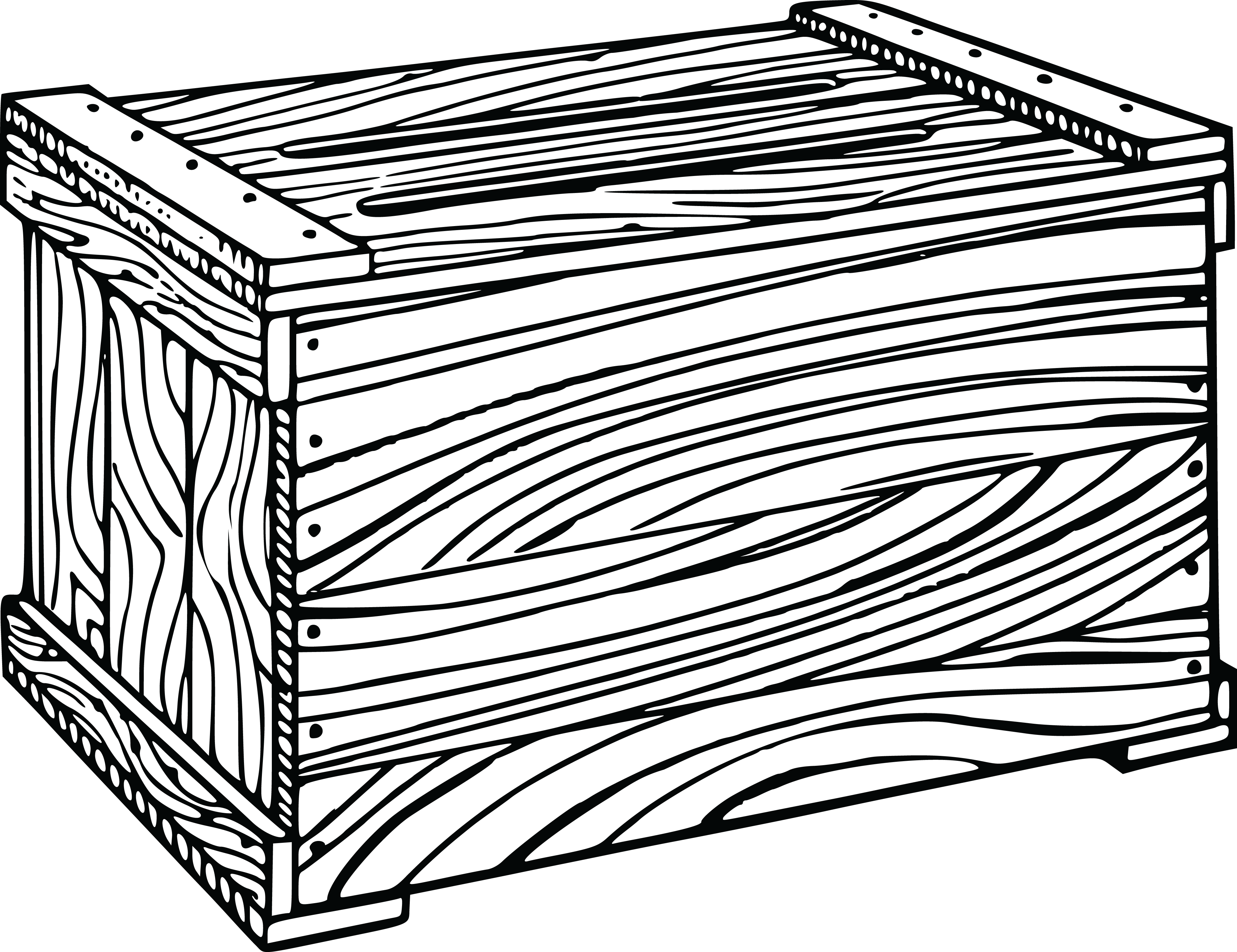Free Clipart Of A Wooden Crate - Crate Drawing (4000x3078)